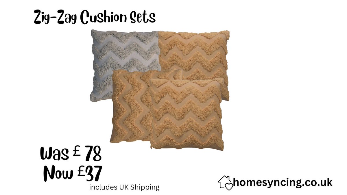 Cotton Cushion With Filler
Crafted By Hand
Set of Two
Finishes: Grey, Mustard, Sage green and Cream.

homesyncing.co.uk/search?keyword…

#cushions #cushionsale #sale #discounted #moneyoff #zigzag #zigzagdesign #softfurnishings #softfurnishingsale #homedecor #homefinishing #homefinishes
