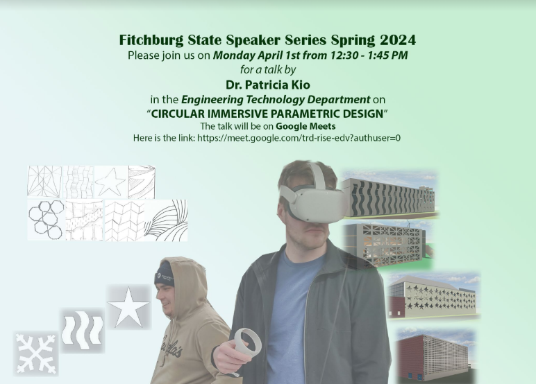 The university's Speaker Series continues with Assistant Professor Patricia Kio (Engineering Technology), who will present 'Circular Immersive Parametric Design' at 12:30 p.m. on Monday, April 1, via Google meet. Join the talk here: meet.google.com/trd-rise-edv?a….
