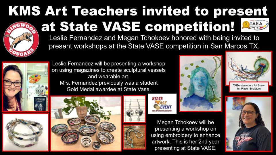 Our amazing art teachers were selected as State VASE Workshop Presenters for students attending VASE this year! We can’t wait to see the impact their insights have on a wider community. We are proud of you! #KMSCougarPride🐾