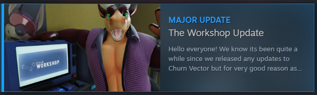 ReesesNezumi's tweet photo. So uh... #ChurnVector got a workshop update. Who can I talk to about getting my model in the game as a playable character? Niihehe. https://t.co/wZdPOydV2b