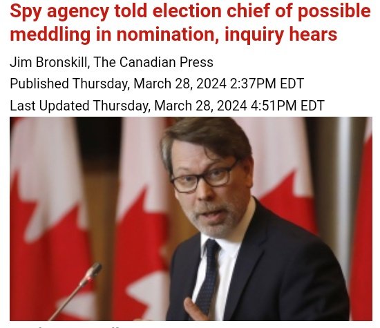Spy agency told election chief of possible meddling in nomination, inquiry hears. @JimBronskill @CP24
@csiscanada @ElectionsCan_E @ElectionsCan_F @PIFIEPIE @EPIEPIFI @GGCanada #cdnpoli #TrudeauMustResign

 cp24.com/mobile/news/sp…
cp24.com/news/spy-agenc…
