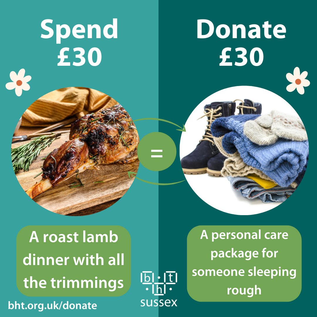 It’s easy to mindlessly spend money at Easter, but a small purchase for you could make a big difference to someone facing homelessness 🐣 Here are some examples of where your money could go 🐰 Donate today by heading to bht.org.uk/donate !