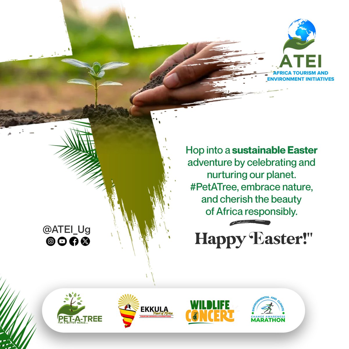Wishing you a joyful Easter from the team at @ATEIUg! As we celebrate, let's consider planting a tree to contribute to a greener environment and sustainable future. Together, let's nurture our planet for generations to come. #PetATree #ClimateAction #SustainableLiving