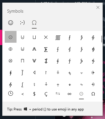 FreyaHolmer's tweet photo. is there a windows plugin that's basically the Windows+period shortcut, but it lets you search for any unicode character by text? https://t.co/3laA7tZL4U