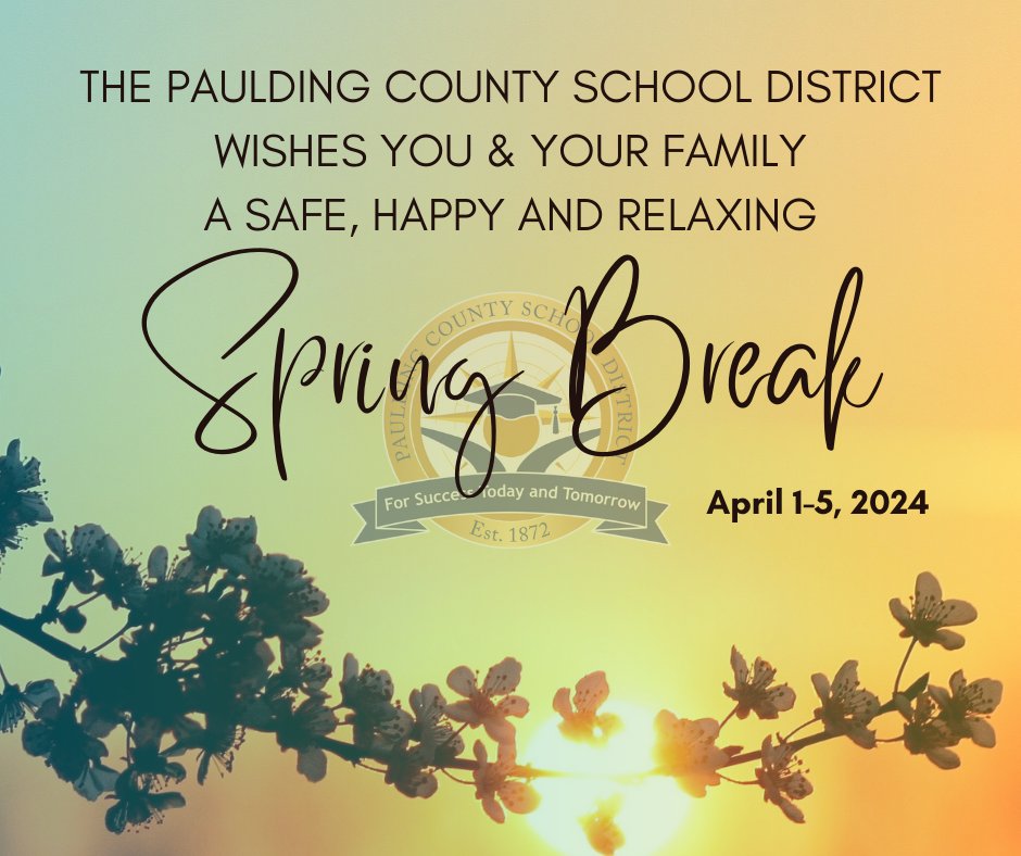 We are sure our students are counting down the hours until Spring Break! 😀 We hope everyone has a great week off! We look forward to seeing everyone back on April 8th!