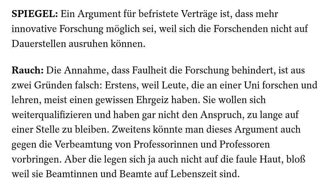 Hey, ihr in der freien Wirtschaft, wie ist das so, sich auf einer unbefristeten Stelle auszuruhen?

#IchbinHanna #WissZeitVG
spiegel.de/wissenschaft/m…