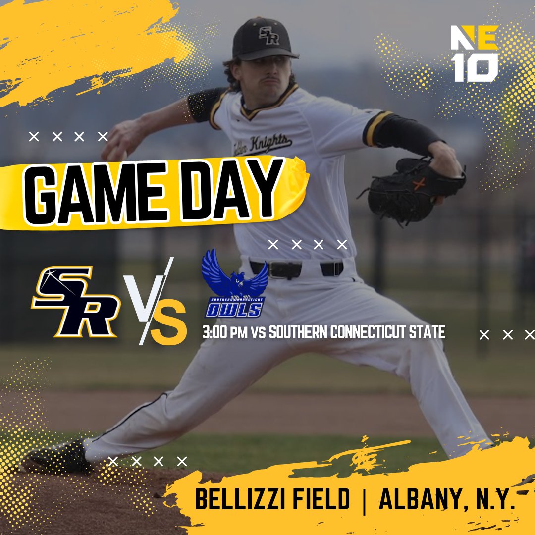 Game Day! @saintrosebase begins its weekend with a 3:00pm tilt with NE10 rival Southern Connecticut State today at Bellizzi Field. Live stream and live stat links can be found at gogoldenknights.com/calendar