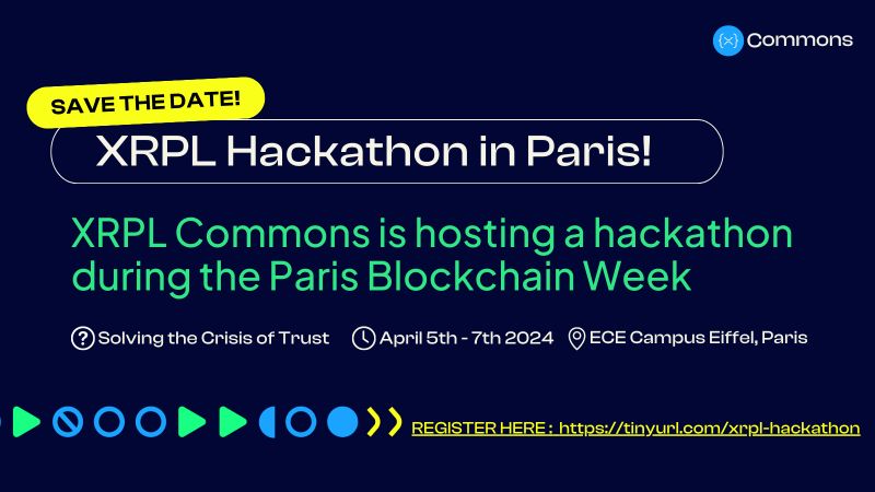 📢Calling all devs! 🚀Sign up for the XRPL Commons Hackathon during the Paris Blockchain Week! 🖥️Join us on April 5th - April 7th, at the ECE Campus Eiffel for 72 hours of coding, collaboration, and innovation. ✨Win prizes! Register: tinyurl.com/xrplcom #XRPL #XRPLedger