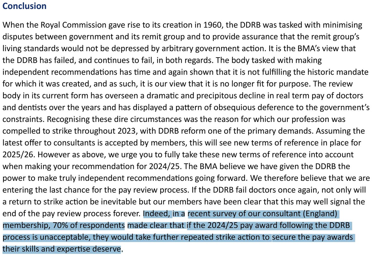 Dr Tony Goldstone (@goldstone_tony) on Twitter photo <a href="/jburnmurdoch/">John Burn-Murdoch</a> <a href="/FT/">Financial Times</a> <a href="/ONS/">Office for National Statistics (ONS)</a> <a href="/NHSDigital/">NHS England Transformation</a> <a href="/NHSEngland/">NHS England</a> <a href="/JCribbEcon/">Jonathan Cribb</a> <a href="/TheIFS/">Institute for Fiscal Studies</a> <a href="/bankofengland/">Bank of England</a> <a href="/instituteforgov/">Institute for Government</a> <a href="/PayReviewBodies/">Pay Review Bodies</a> <a href="/BMA_Consultants/">BMA Consultants</a> <a href="/TheBMA/">The BMA</a> 30/ Indeed @thebma have been crystal clear with the DDRB & government
"IF THE 2024/25 pay award following the DDRB process is UNACCEPTABLE, they would take FURTHER REPEAT STRIKE ACTION to secure the pay awards their skills and expertise deserve."
You HAVE been warned <a href="/jburnmurdoch/">John Burn-Murdoch</a> <a href="/FT/">Financial Times</a> <a href="/ONS/">Office for National Statistics (ONS)</a> <a href="/NHSDigital/">NHS England Transformation</a> <a href="/NHSEngland/">NHS England</a> <a href="/JCribbEcon/">Jonathan Cribb</a> <a href="/TheIFS/">Institute for Fiscal Studies</a> <a href="/bankofengland/">Bank of England</a> <a href="/instituteforgov/">Institute for Government</a> <a href="/PayReviewBodies/">Pay Review Bodies</a> <a href="/BMA_Consultants/">BMA Consultants</a> <a href="/TheBMA/">The BMA</a> 30/ Indeed @thebma have been crystal clear with the DDRB & government
"IF THE 2024/25 pay award following the DDRB process is UNACCEPTABLE, they would take FURTHER REPEAT STRIKE ACTION to secure the pay awards their skills and expertise deserve."
You HAVE been warned