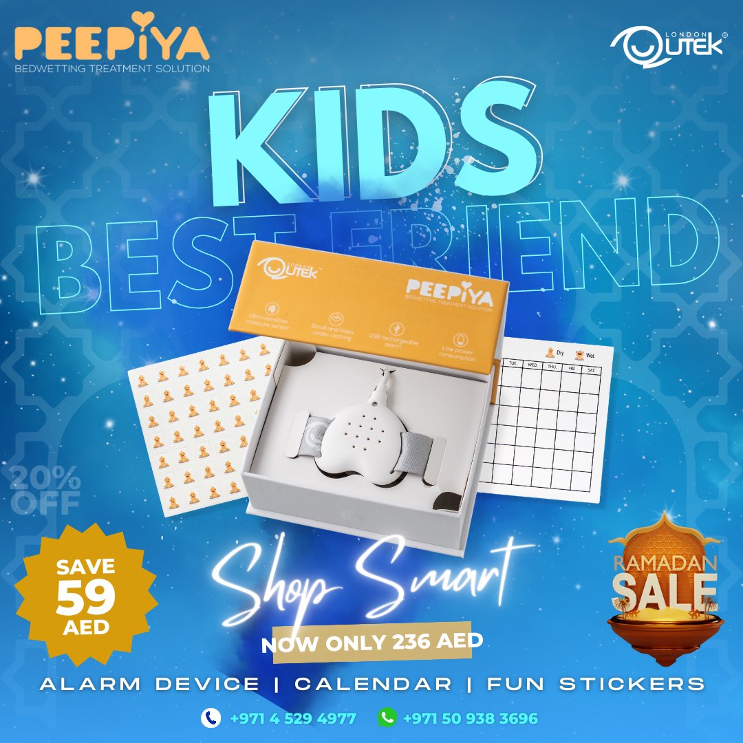 SALE! SALE! PEEPiYA The Best Bedwetting Treatment Solution! A Shop smart. Shop PEEPiYA. NOW ONLY 236 AED (was 295 aed) Call 04 529 4977 or Send us WhatsApp +971 50 938 3696 to inquire about FreshBlend #ExperienceQutek #Ramadan #EidMubarak #Ramadan2024 #Health #Wellness