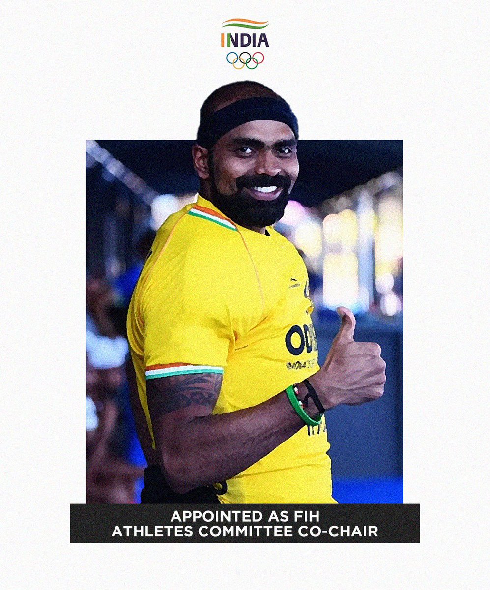 Many congratulations to @16Sreejesh on being appointed the Co-chair of the @FIH_Hockey Athletes Committee. 👏🏽👏🏽