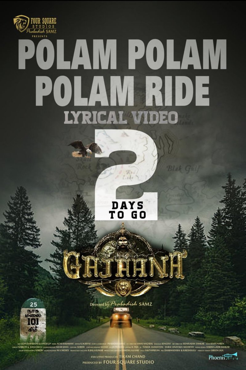 Here's #Gajaana Curtain Raiser moment for scintillating cinematic experience #Gajaana1stSingle #PolamPolamPolamRide Lyrical Video 2 Days to Go !! @LIONSatishSamz @Vedhika4u @ActorInigo @IamChandini_12 @iYogiBabu @phoenixmusicinc @TikamChand17785 @NarenthenVihas @ProDharmadurai