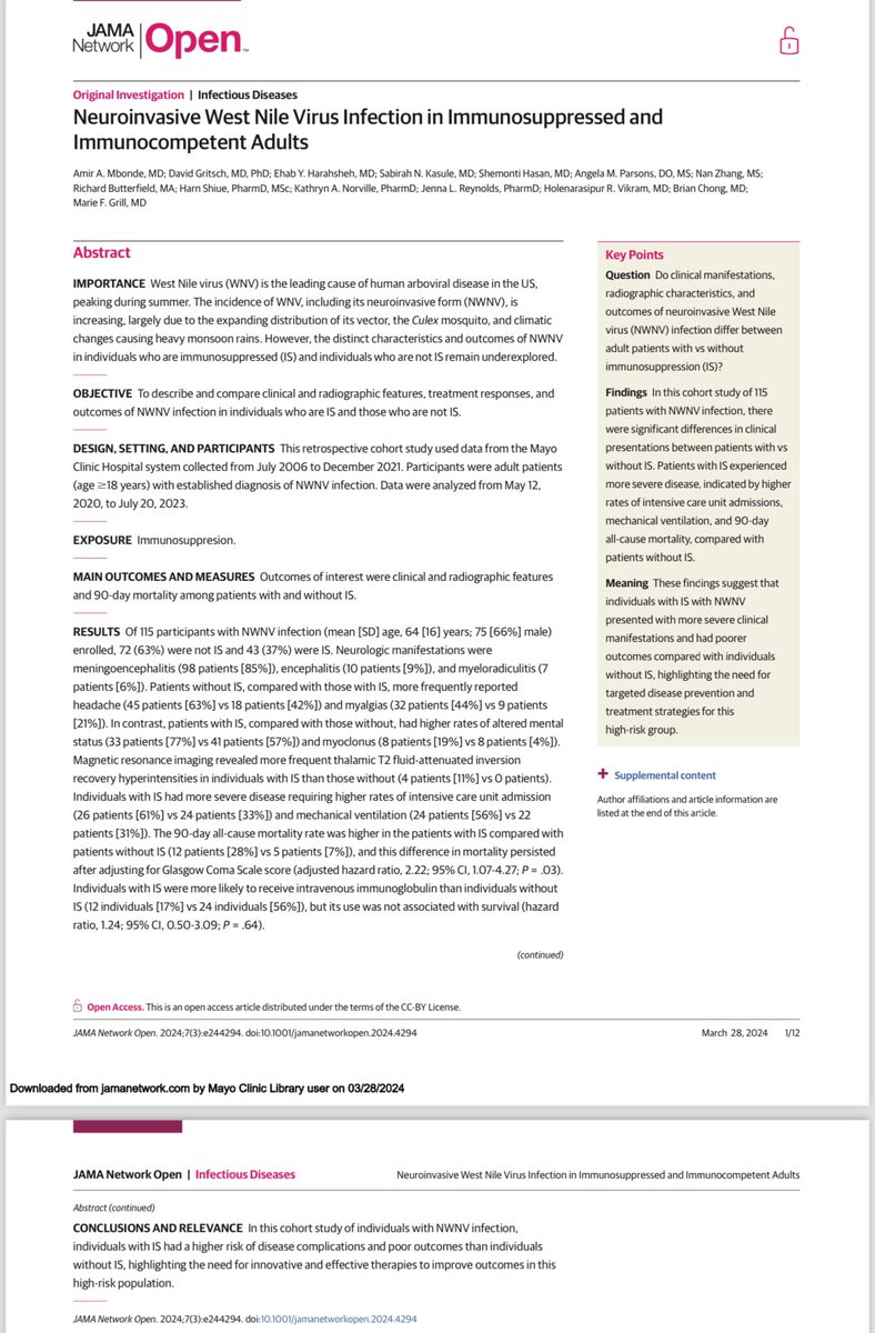 Just published
Congratulations! The work of our former ID fellow, Dr. Sabirah Kasule in JAMA Network
#infectiousdiseases 
#Neurology 
#idfellowship
#infectious