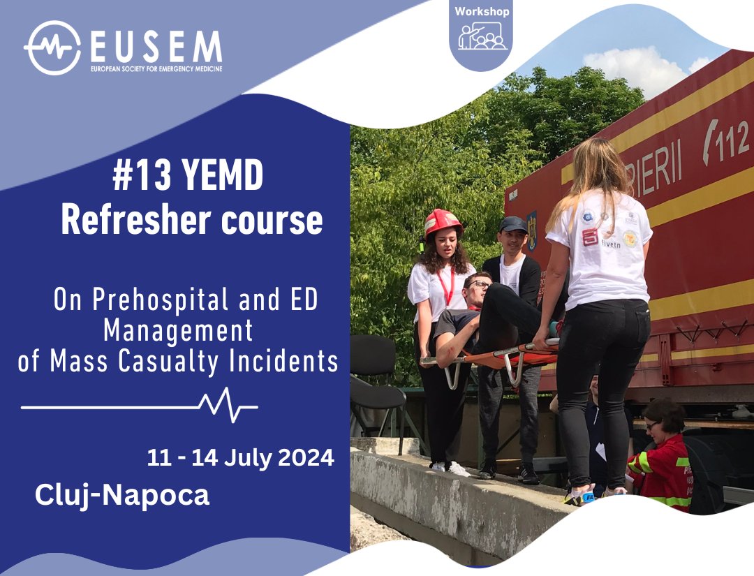 Are you a young healthcare professional working in an ED? Register for our upcoming training course and prepare for Mass Casualty Incidents in hospital and prehospital settings. For more information 👉eusem.org/education/cour… @EusemY #EUSEM #EUSEM2024 #emergencymedicine #doctors