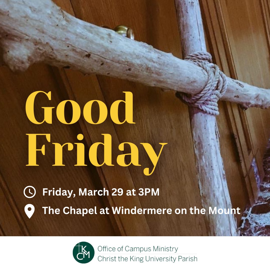 The Easter Triduum continues today with GOOD FRIDAY (Celebration of the Lord’s Passion). Join us today at 3pm in The Chapel at Windermere on the Mount. @kingsatwestern @DOL_ca @WesternNewman