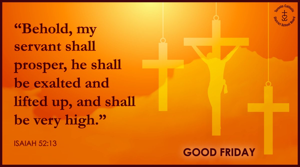 TCDSB's tweet photo. This Good Friday, we remember the suffering of Jesus Christ because of the burden of our sins. 

Let us reflect and pray on the significance of the Lord's ultimate sacrifice to save us from the fires of hell. https://t.co/kzqEL2skzp