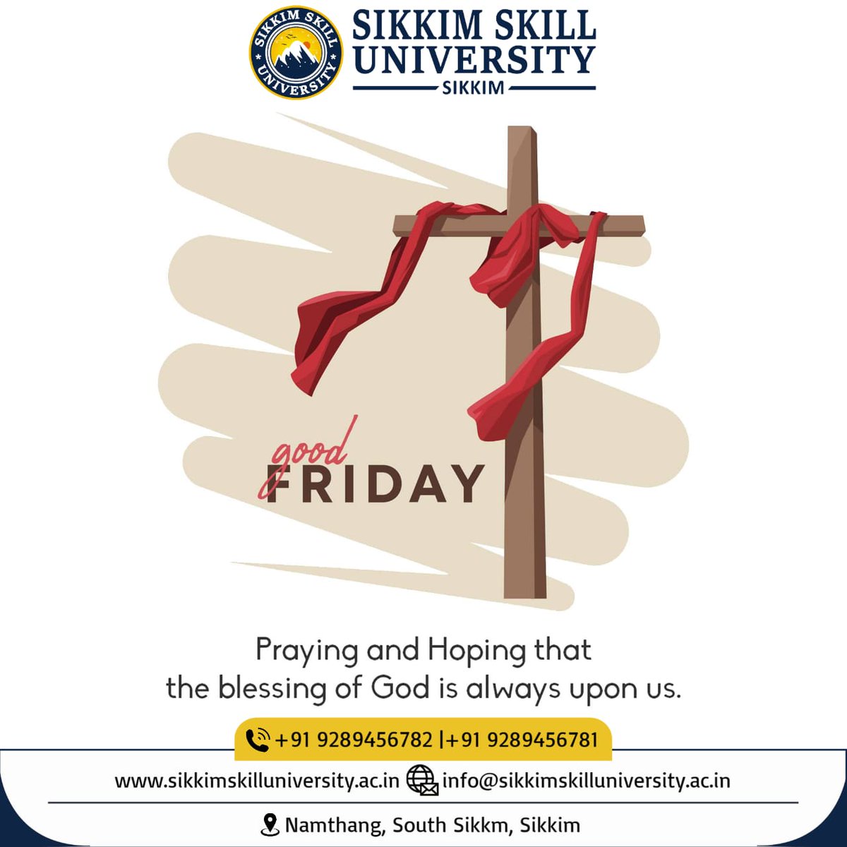 Amidst the solemnity of this day, may we find solace in the promise of renewal and redemption. 'Embracing the depth of love and sacrifice. #GoodFridayGrace #sikkimskilluniversity #namthang #southsikkim #sikkim