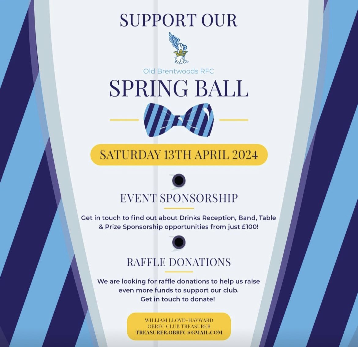 Can you support the @obrfcrugby Spring Ball - we are looking for raffle and auction prize donations! Please get in touch if you can help!