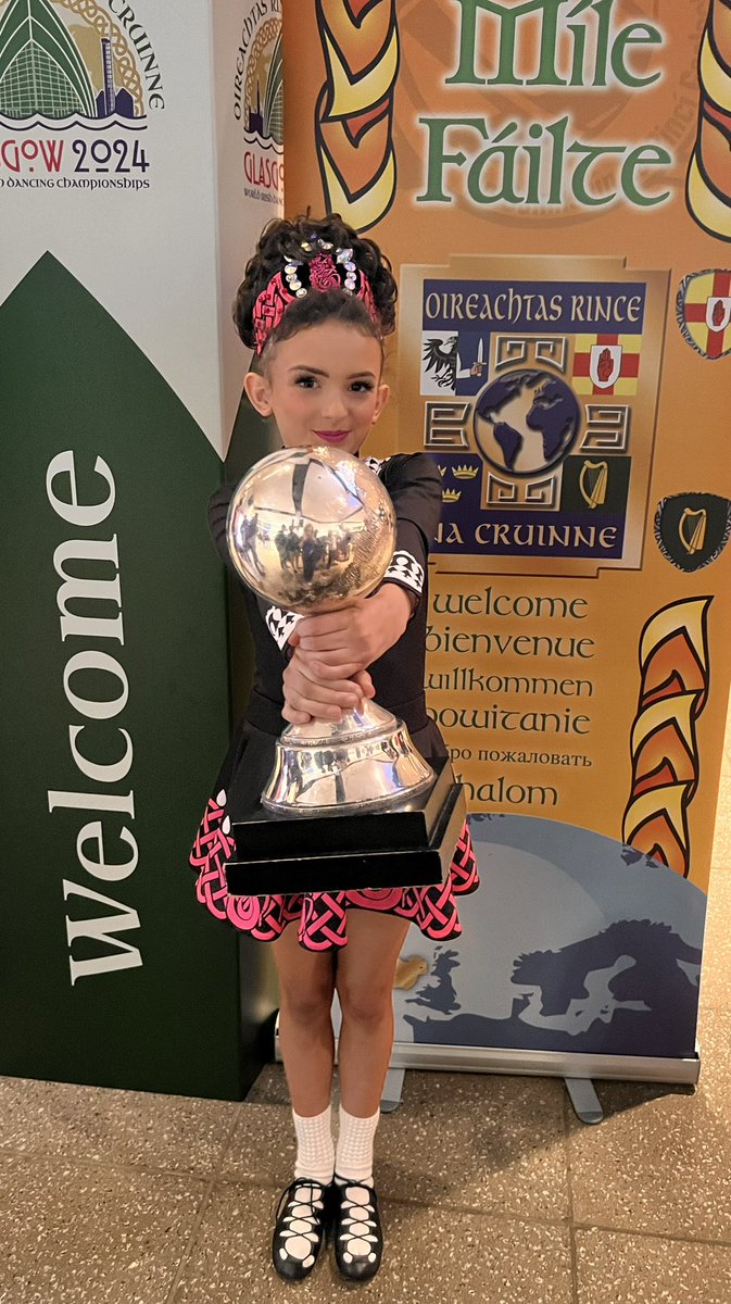 MrsAbiMartin's tweet photo. After doing lots of homework on the train to the CLRG World Irish Dancing Championships in Glasgow, C in year 6 was delighted to win 3rd place and a World Globe trophy with her figure team from Scanlon School. A truly memorable experience! @ourladyoflourd1 #OLOLPE https://t.co/GoLCycUMhM