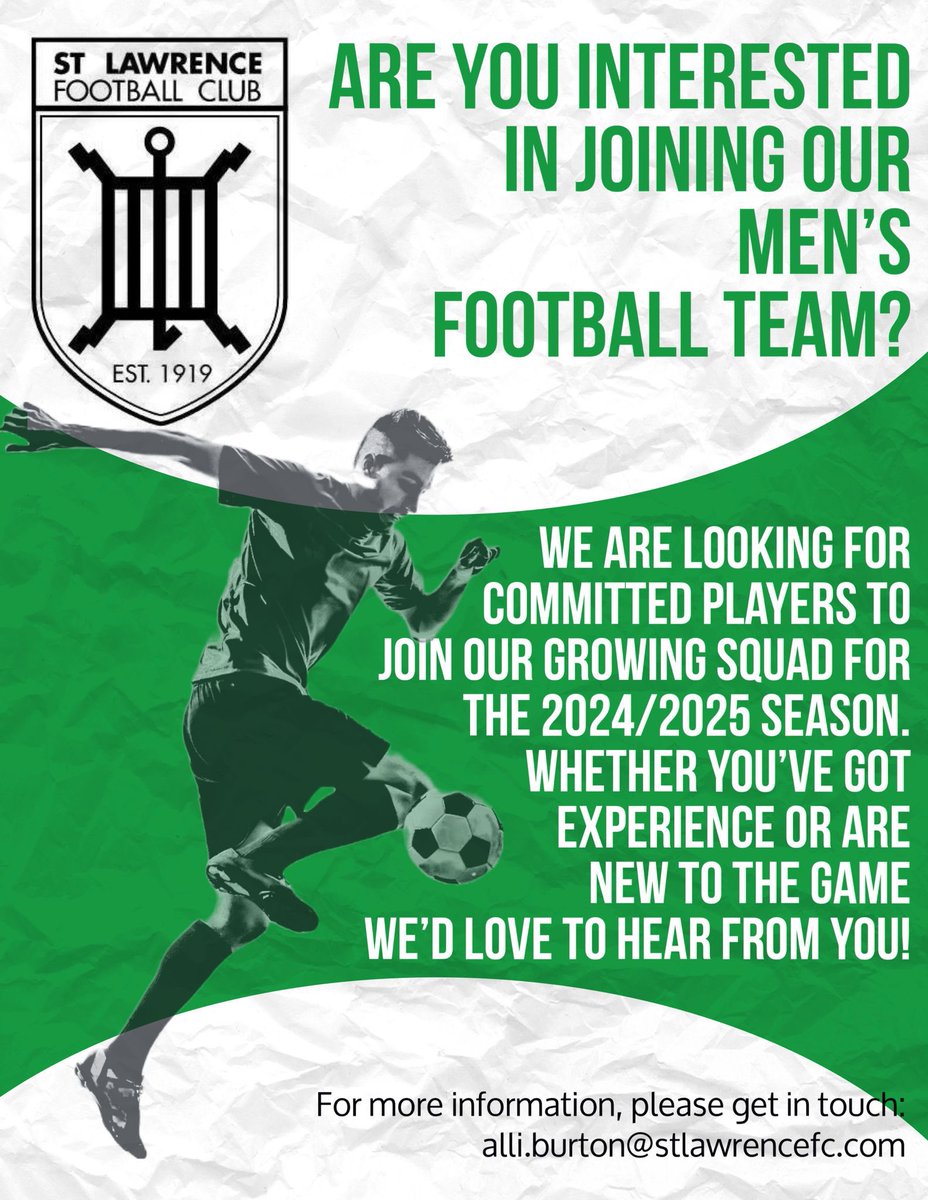 St Lawrence F.C (@stlawrencefc) on Twitter photo Please get in touch! βͺοΈπ’π± #UpTheGrills #OneClub Please get in touch! βͺοΈπ’π± #UpTheGrills #OneClub