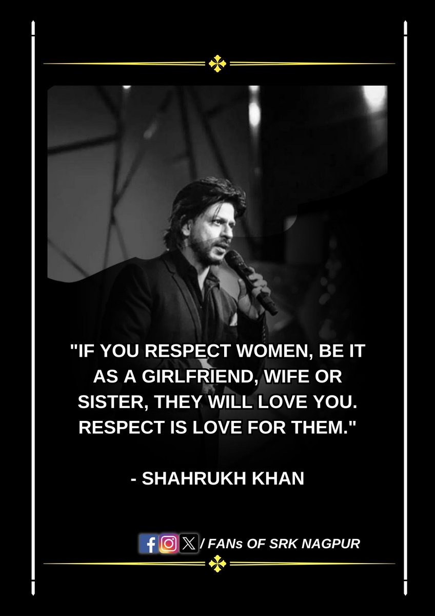 'Respect women, and watch love bloom in every relationship. Shah Rukh Khan's wisdom speaks volumes. 💖 #ShahRukhKhan