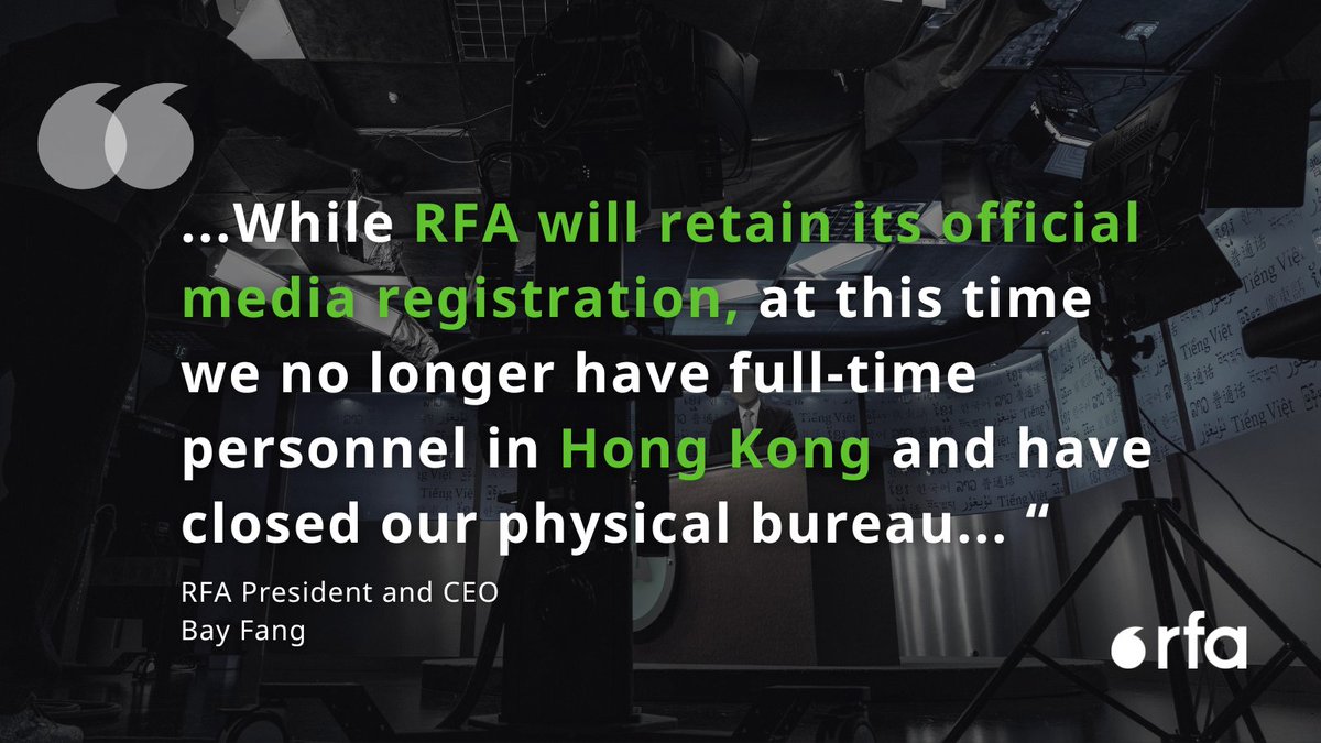 Read RFA President and CEO @bayfang's full statement on the restructuring of RFA’s Hong Kong bureau here: tinyurl.com/56466k7c