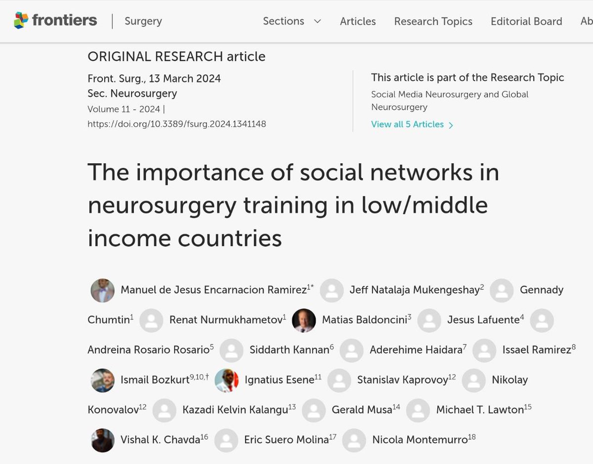 👉Social media have a crucial role in neurosurgery training and practice. 👉Although Social media offer a cost-effective, global knowledge-sharing platform, challenges exist. Link: frontiersin.org/articles/10.33… #socialmedia #neurosurgery