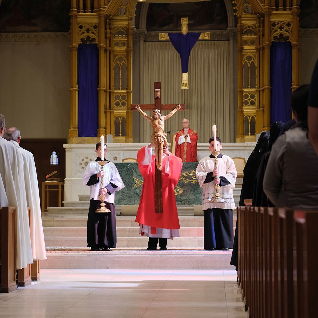 As we solemnly observe Good Friday, we walk alongside Christ in His ultimate act of love and sacrifice. Join us at the Cathedral of SS. Peter and Paul at 3pm today with Bishop Thomas J. Tobin or stream the live stream here: provd.io/3M87HQY 📸: George Martell