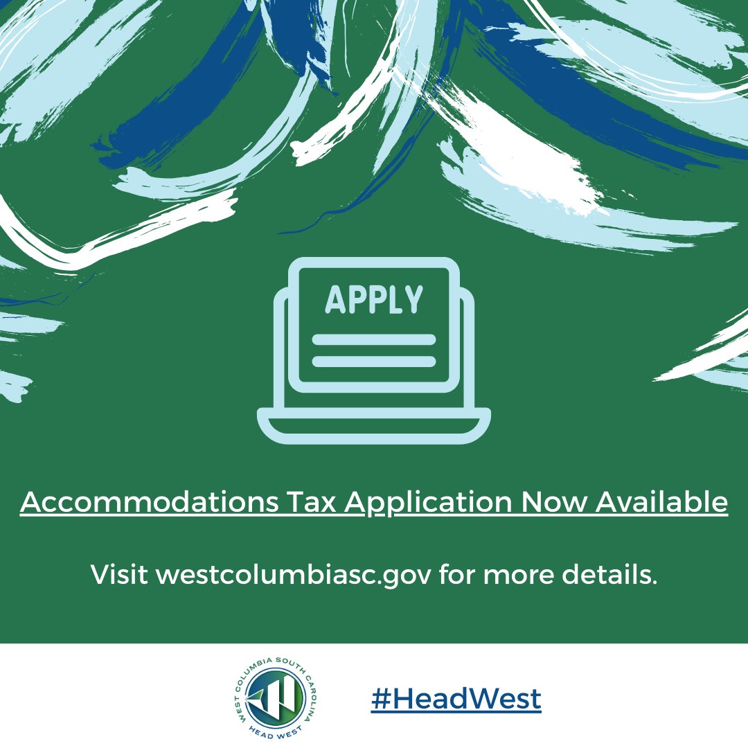 WeCo Accommodations Tax Committee will meet on April 9 @ 10 AM at City Hall to review applications & presentations. Presentations are encouraged and will be on a first-come, first-served basis. westcolumbiasc.gov/wp-content/upl… #WeCoSC #HeadWest #WeCommunity