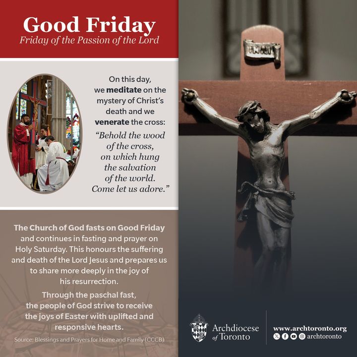 On #GoodFriday, we meditate on the mystery of Christ's death and we venerate the cross: 'Behold the wood of the cross, on which hung the salvation of the world. Come let us adore.'