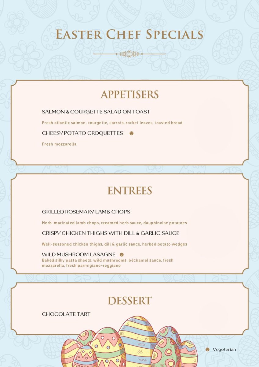 Stonehavenkla's tweet image. Looking for the perfect Easter plans? Look no further! We&apos;re offering a delicious selection of appetisers, entrees, and desserts. 😋

Call us to make a reservation: 0709 342064
#EasterMenu
#StonehavenSpecials