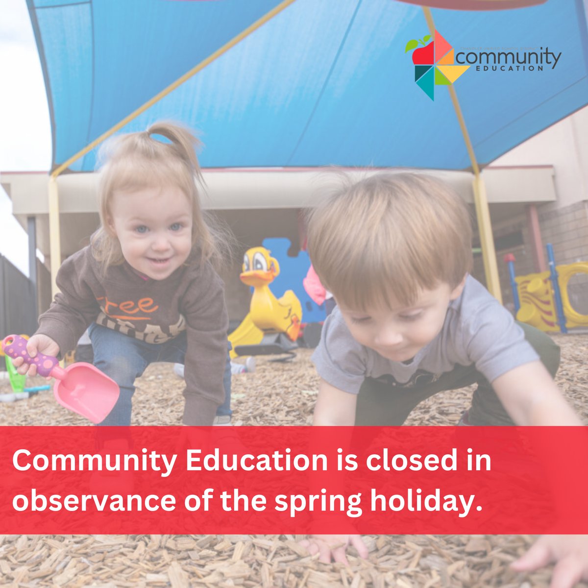 Community Education is closed in observance of the spring holiday. Normal program hours will resume Monday, April 1.