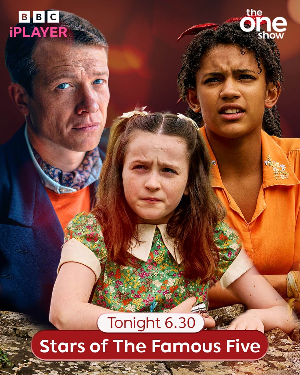 BBCTheOneShow's tweet image. Ready for an adventure? 👀

Stars of the ‘The Famous Five’, Ed Speleers, Diaana Babnicova, Flora Jacoby Richardson - plus Timmy the Dog! - will be joining us on #TheOneShow tonight 🐶

Do you have a question for them? Drop it below 👇 or email theoneshow@bbc.co.uk 📩