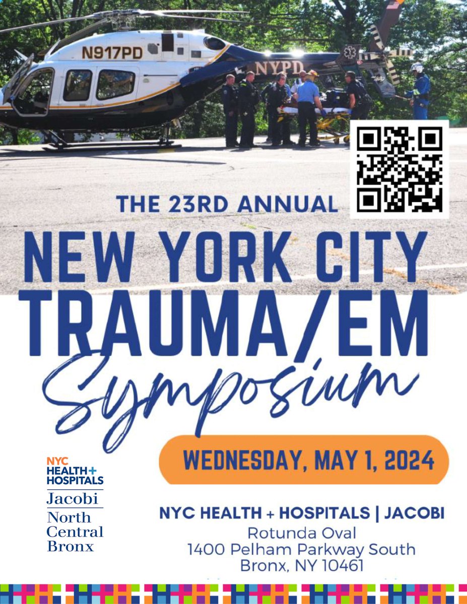 Join us on May 1st for the only regional conference dedicated solely to the management of trauma! Learn valuable insights and cutting-edge practices for medical professionals! More details below. #NYCTraumaEMSymposium #JacobiStrong