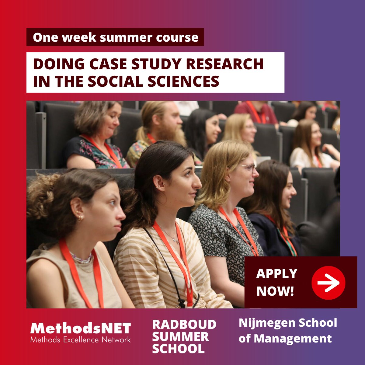 Apply for the summer course: Doing Case Study Research in the Social Sciences by Dr. Bareerah Hafeez Hoorani More information: ru.nl/en/about-us/ev…