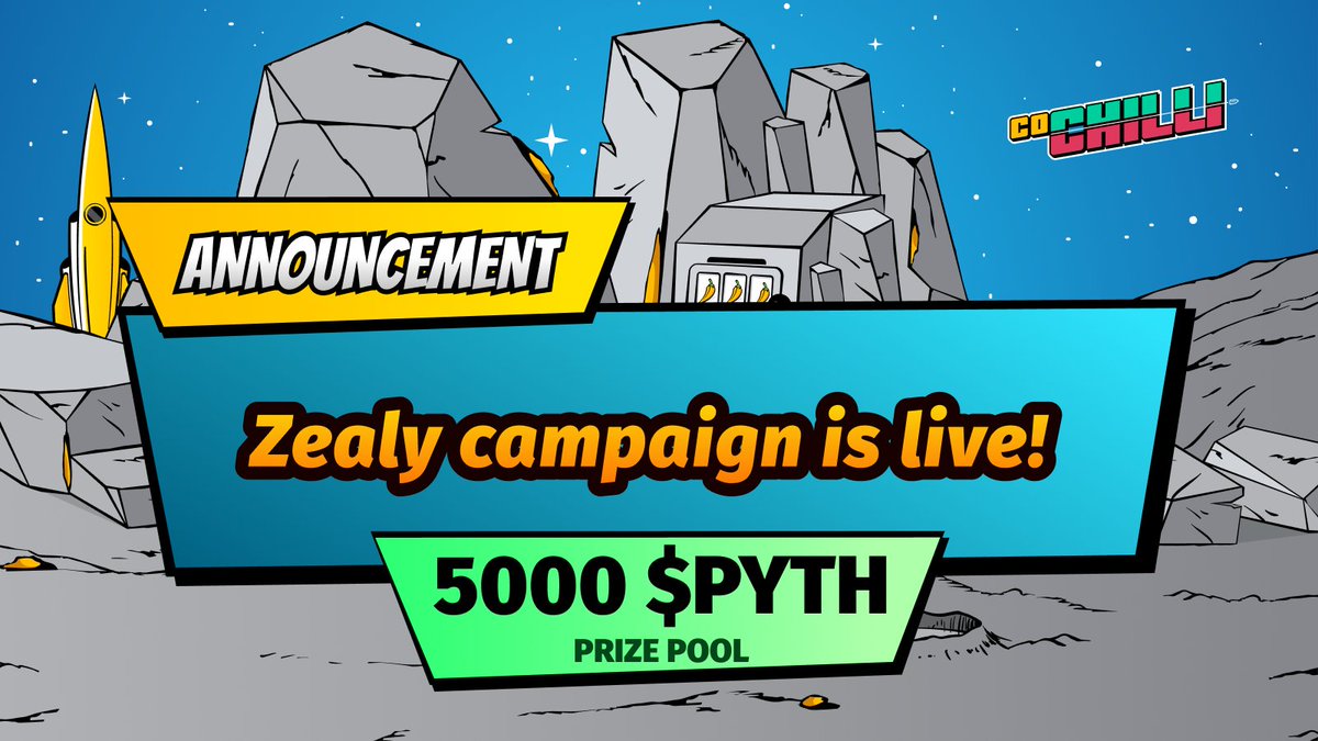 Introducing the 5,000 $PYTH Zealy Campaign! 🌶️ Follow the CoChilli journey, explore the ecosystem & get special rewards. With a total prize pool of 5,000 $PYTH, plus additional points in our airdrop campaign! To participate, find more details👇 zealy.io/cw/cochilli