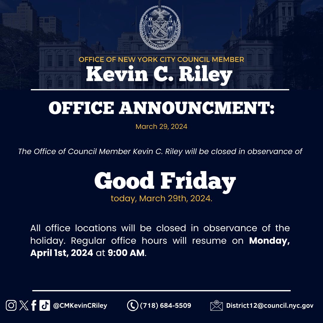Commemorating Good Friday In observance of the holiday, our office is closed today. Regular office hours will resume Monday, April 1st at 9 am.