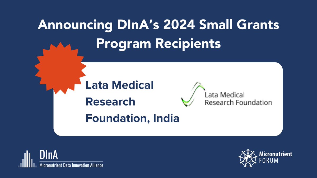 📣 Announcing the 5th recipient of #DInA’s 2024 Small Grants Program: @LataNagpur 🇮🇳! Their project will determine the association between micronutrients in human milk with infant growth. ⭐Congrats to all the awardees! ⭐ 🔗Learn more: ow.ly/VzrI50QYiAv #datamatter