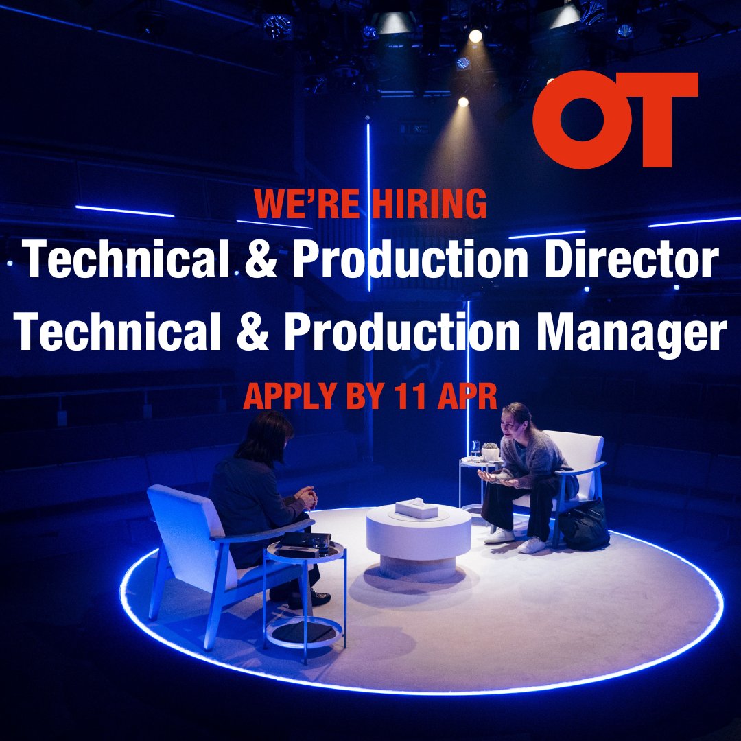 We are currently recruiting for two roles at the OT. Between them they will production manage all OT productions, technically support the work, and oversee building maintenance and health and safety. 📅APPLY BY 11 APR 🔗Find out more: ow.ly/LVXi50R4i3t