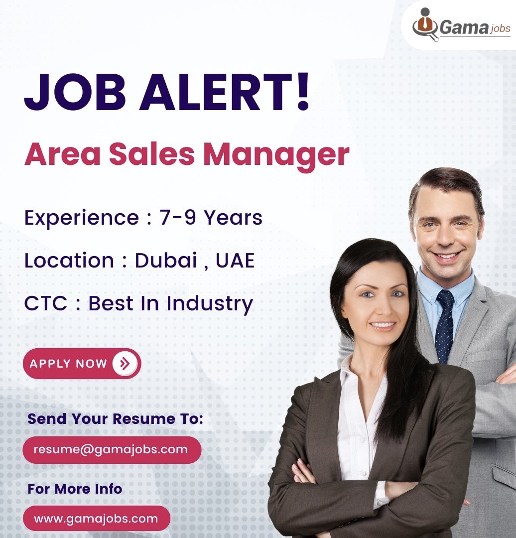 APPLY HERE : gamajobs.com/job_detail/ind…

#salesmanagerjobs #areasalesmanager #linkedinjobs #hiringnow #salesmanager #dubaijobs #UAE #gamajobs #recruitment