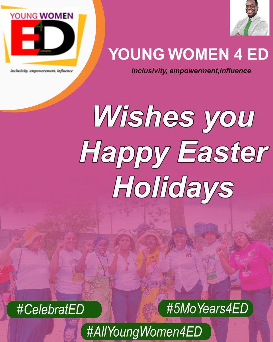 💞Embracing hope and renewal, YOUNG WOMEN4ED sends joyous Easter greetings! May your holidays be filled with safety, blessings, and the spirit of celebration. 🌷✨🩷💖

 *#CelebratED*
*#5MoYears4ED* ALLYoungWomen4ED Like and repost 🇿🇼🇿🇼🇿🇼🇿🇼