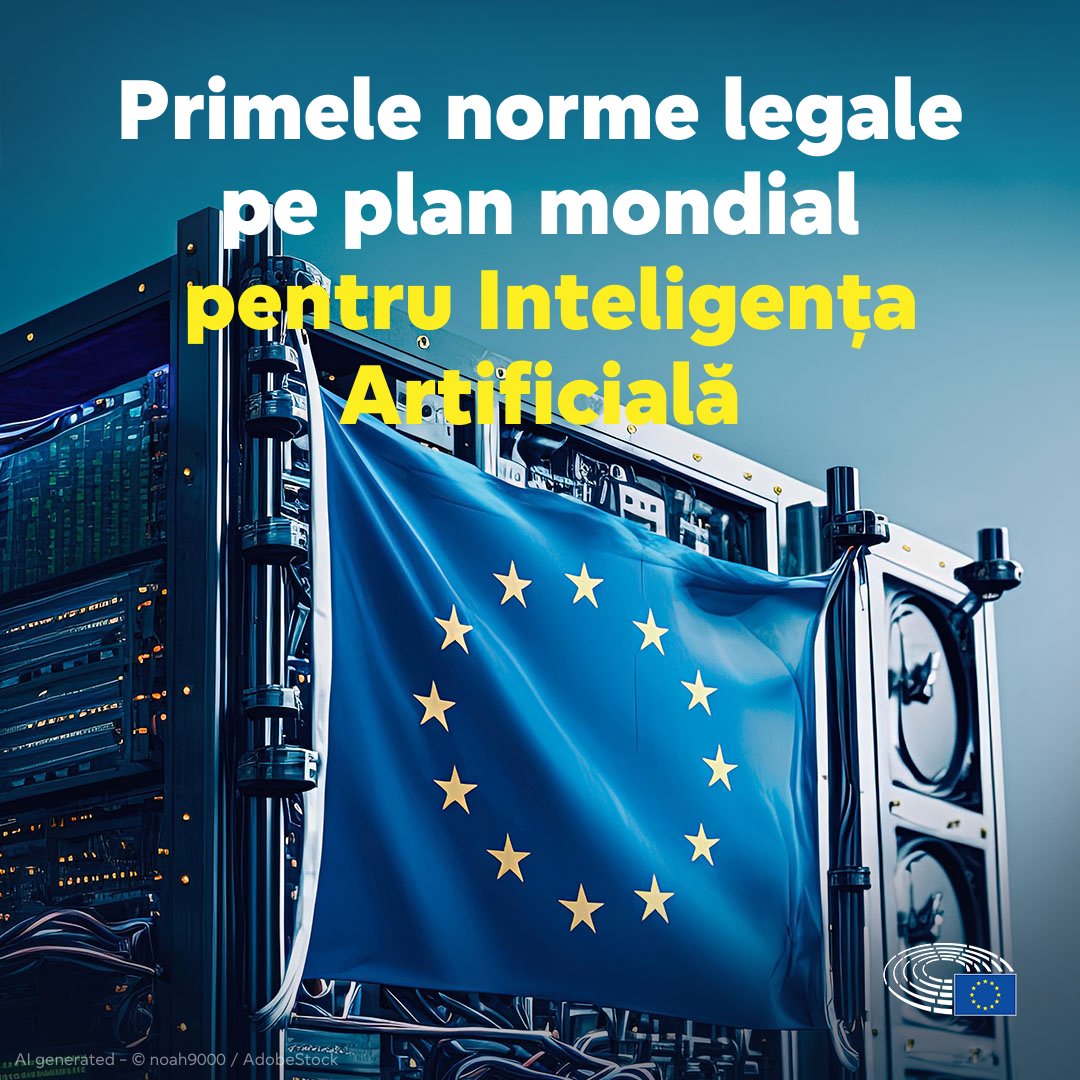 La jumătatea lunii martie, Parlamentul European a aprobat Legea privind inteligența artificială, care garantează siguranța și respectarea drepturilor fundamentale și stimulează inovația. Aflați mai multe ⤵️ europa.eu/!wkcFNG