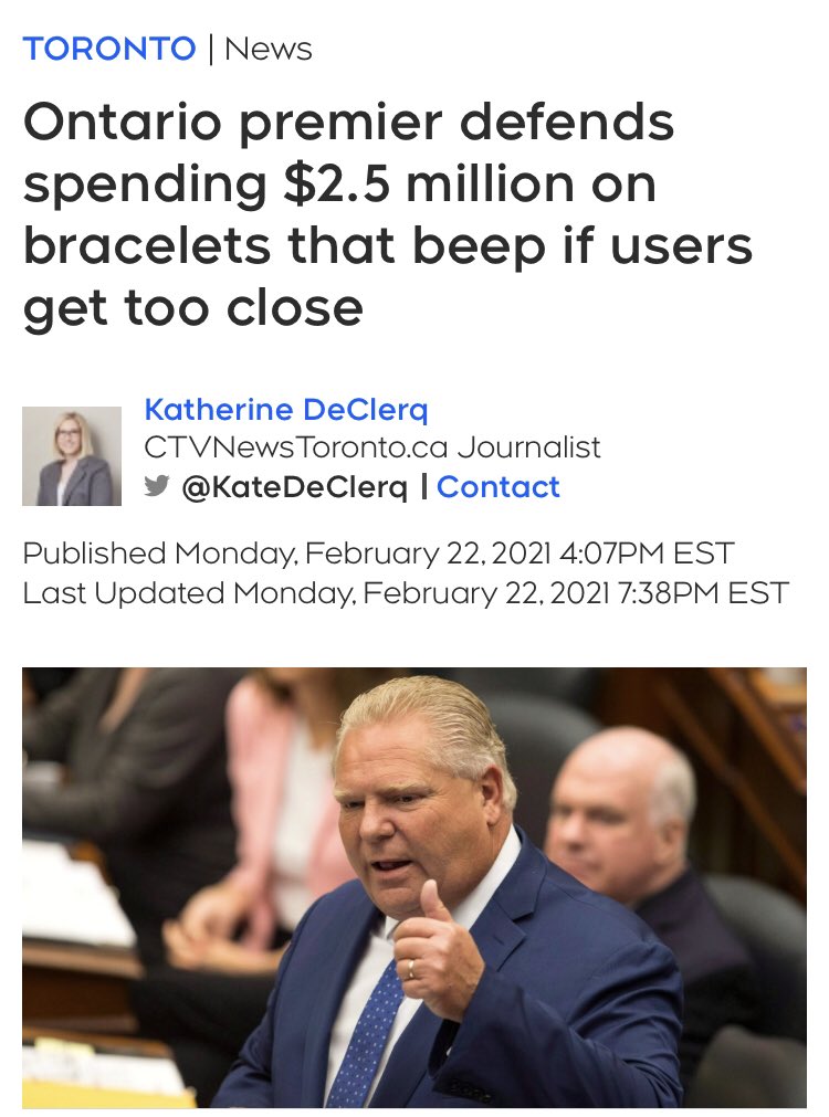 DrKateTO's tweet photo. Sadly reminiscent of the magical unicorn beeping bracelets @sflecce and @fordnation supposedly spent millions of dollars on, instead of investing in actual #SafeSchoolsON- smaller classes, outdoor spaces, high-quality PPE, access to testingโฆ #ontedrealitycheck #onted https://t.co/6msb7XyAmm