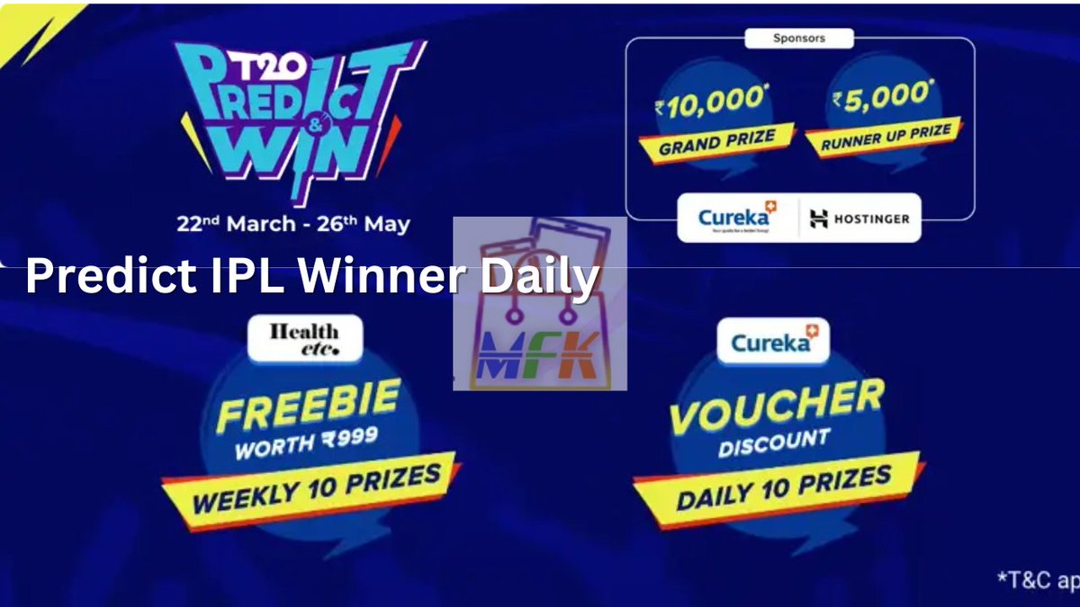 IPL Match Today Predict To Win Everyday #PlayOnMaalFreeKaa And #Win #MaalFreeKa maalfreekaa.in/2024/03/ipl-ma… #IPLMatchToday #IPLContest #PredictAndWin #Contest #ContestAlert