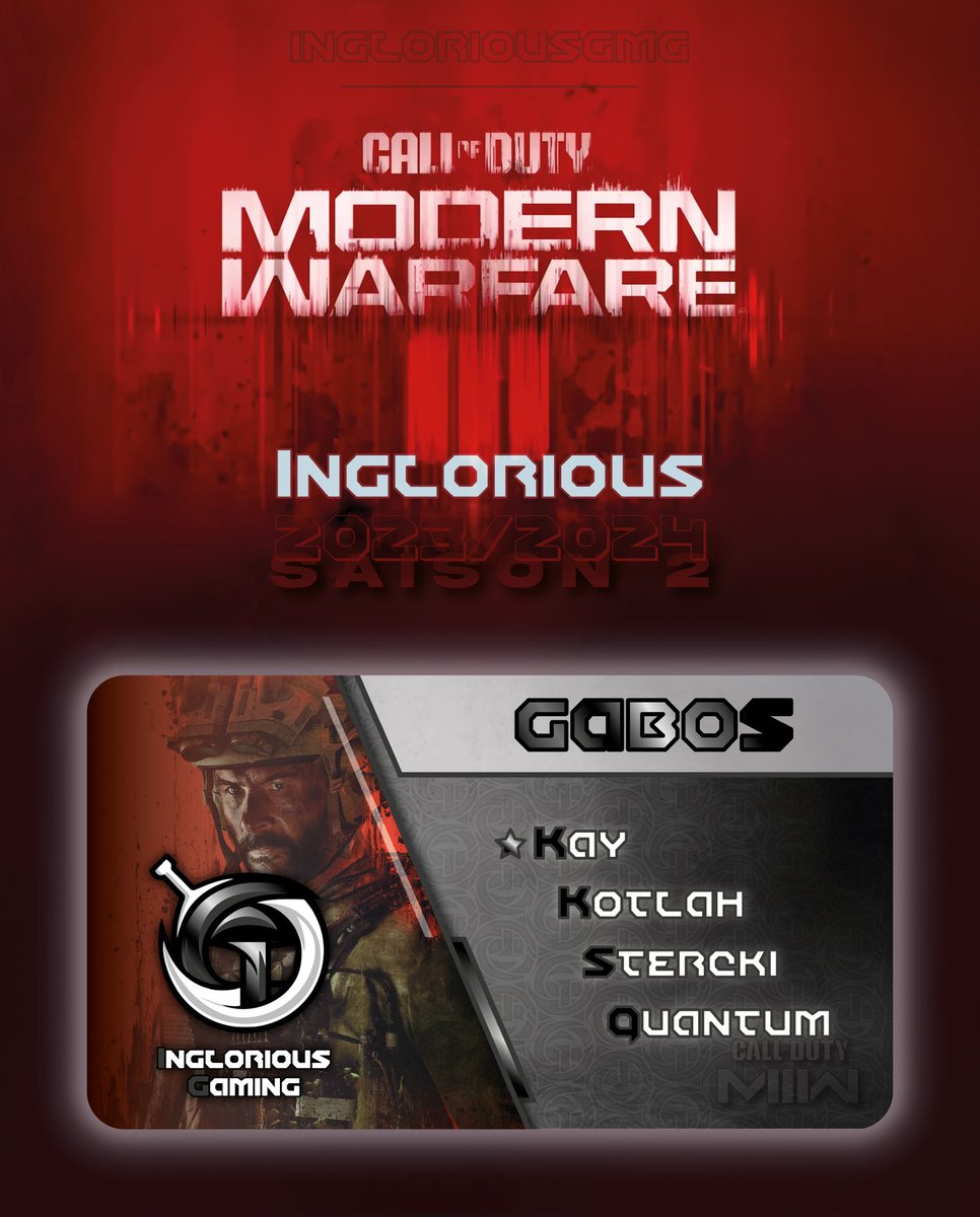 📢 Roster Announcement 📢 Introducing our latest addition, Inglorious GABOS, that will represent us in Division 3 - Season 2 of @XP_Europe 🎮 @Kayy_COD 🎮 @Kotlah_ 🎮 @iquantum9 🎮 @Stercki_ Expect big things from this roster 👀 🔥 #ingloriousgmg