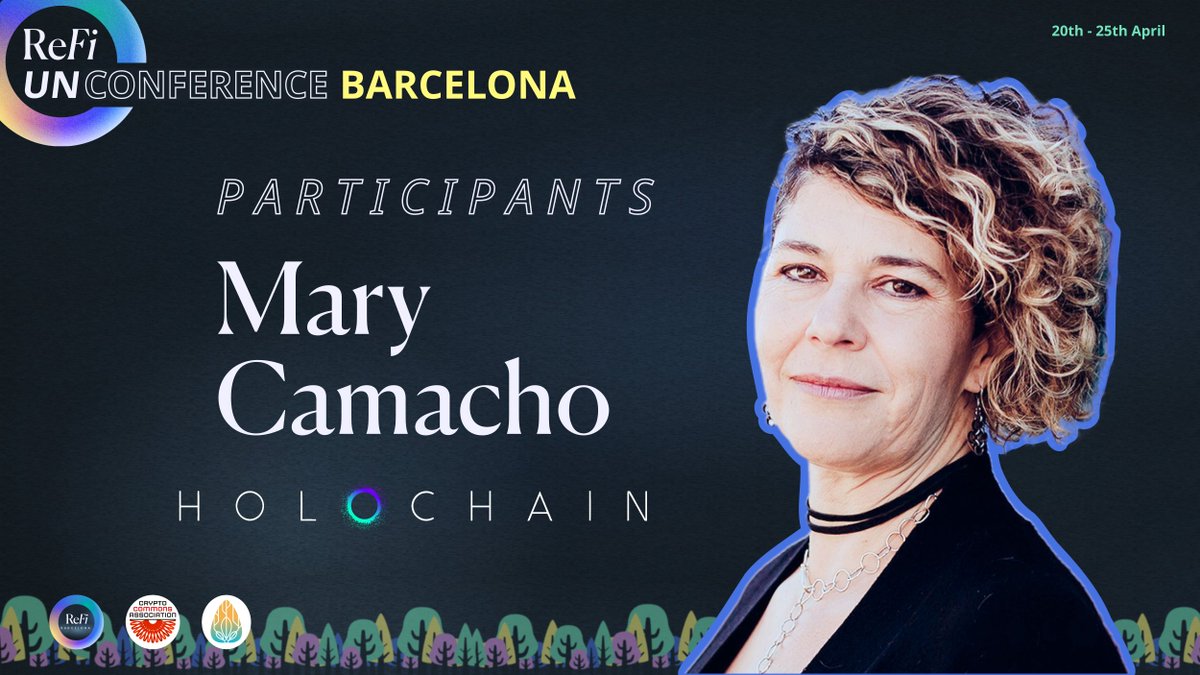 🌟 First Speaker Announcement! 📣 We're thrilled to welcome @marycamacho, Executive Director of @H_O_L_O_ @Holochain, to ReFi Unconference Barcelona 2024! Info and registration to the event ➡️ commonseconomy.notion.site/ReFi-UNCONFERE…