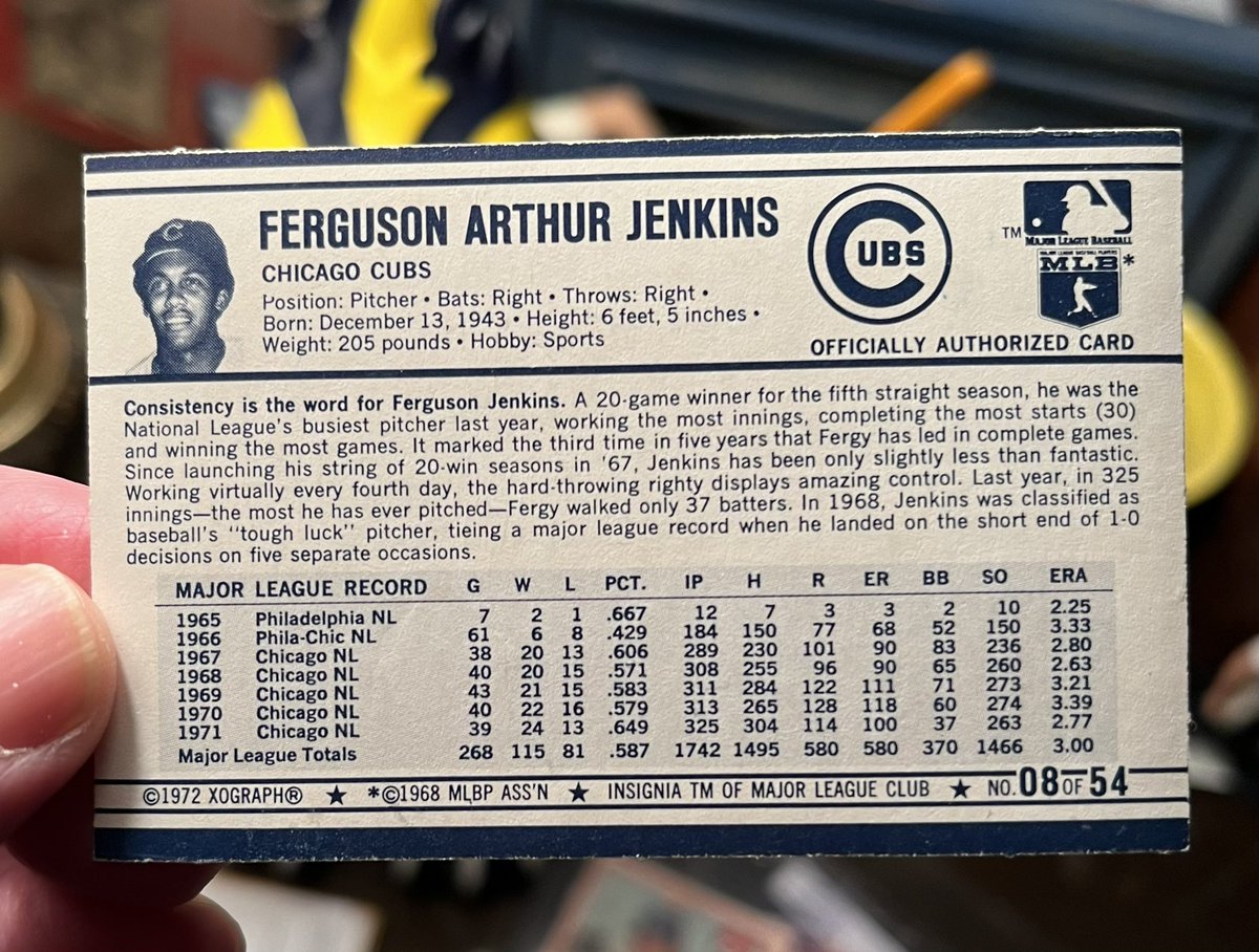 1972 Kelloggs. Ferguson Arthur Jenkins. One of my two favorite Cubs. The other being Sweet Swinging Billy Williams. @SABRbbcards @TimJenkins1962 @Markhoyle4 @mattypabst @FredCHarris @GIMaPreceptor @1brightman1 @phitter72 @billpearch @RunningOZ @deetdedee @Curt_Burner @fd_jim