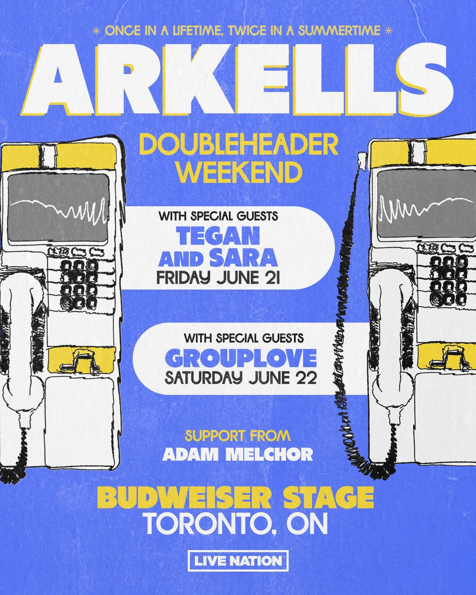 Sun is shining. Feels like the right time to talk about this show. 2 nights at @budweiserstage. Who’d like to join? tix: arkellsmusic.com/live