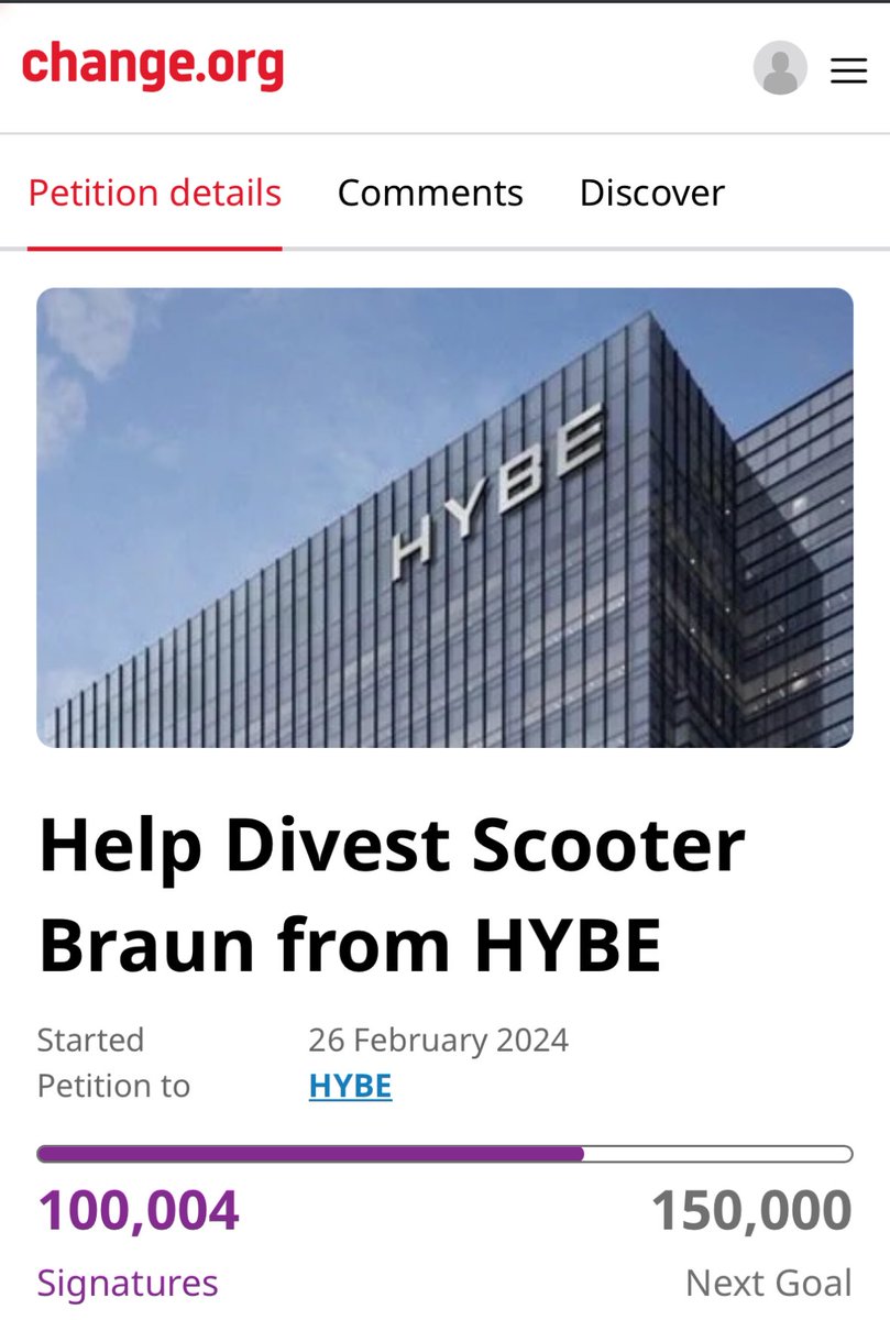 ONE HUNDRED THOUSAND PEOPLE WANT SCOOTER OUT !!!! ⁦<a href="/HYBEOFFICIALtwt/">HYBE OFFICIAL</a>⁩ LISTEN TO YOUR CONSUMERS !!!! 
REMOVE SCOOTER BRAUN !!!!!

#하이브는시오니스트를퇴출하라 #HYBEDivestFromZionism
<a href="/hitmanb/">hitman</a>