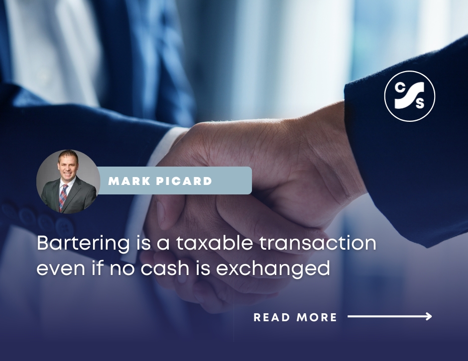 If your small business would like to exchange goods and services without exchanging money, you may be able to barter. The internet makes it easier to engage with other businesses. But if you barter, be aware of the tax consequences. cassadyschiller.com/post/bartering…

#bartering